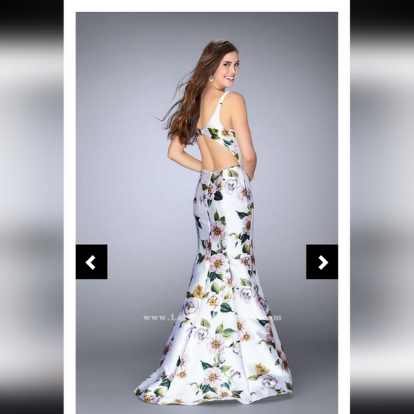 Floral White and Pink Evening Gown - Picture 8 of 8